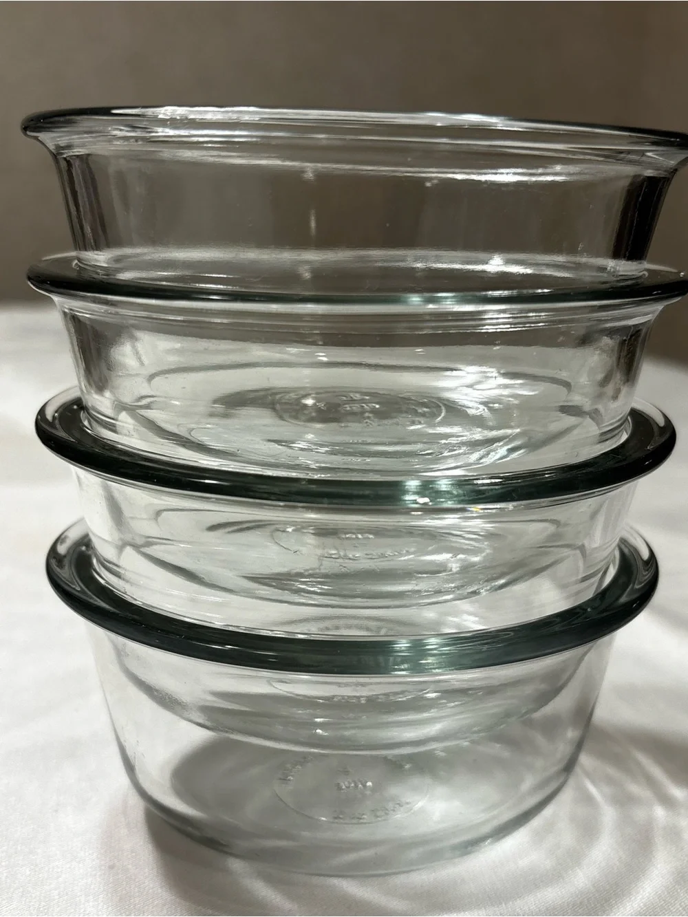 Lot Of 4 Vintage Anchor Hocking 1019 Clear Glass Oval 10oz Ramekins Custard Cups